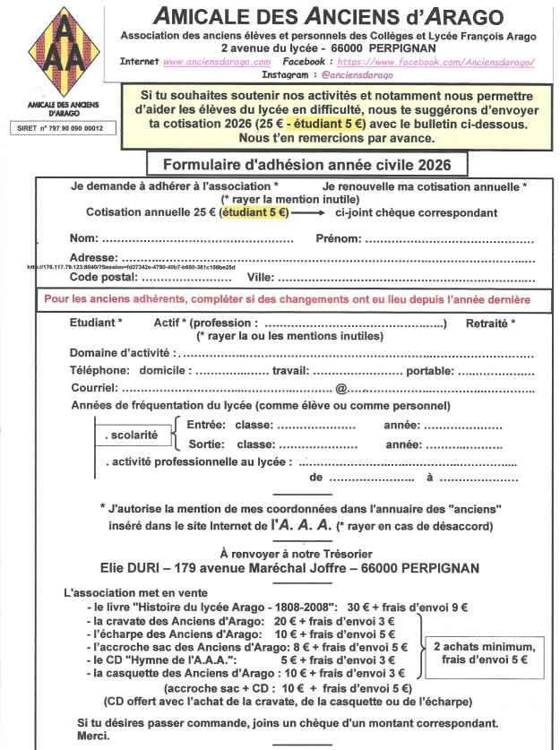 Adhésion AAA 2026